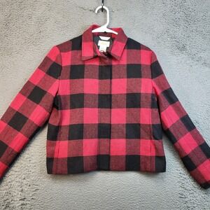 Talbots Jacket Womens 10 Plaid Wool Short Button Up Made in Italy